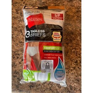 HANES Men's WHITE BREIFS 3 Pack Size Small Cool Comfort Fabric Tagless